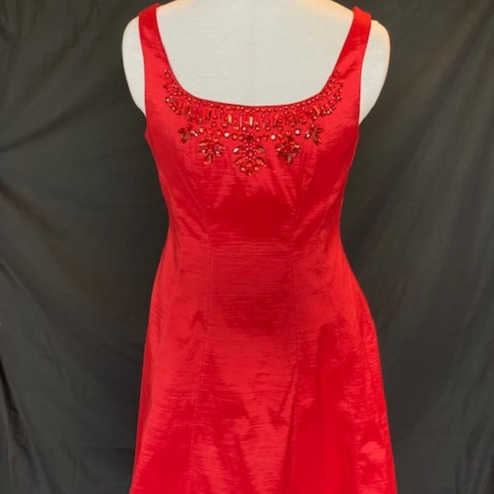 NIcole Miller : Hi/Low - Beaded Metallic red dress - Size 4